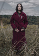 Meltdown Oversized Coat with Brooch - Red