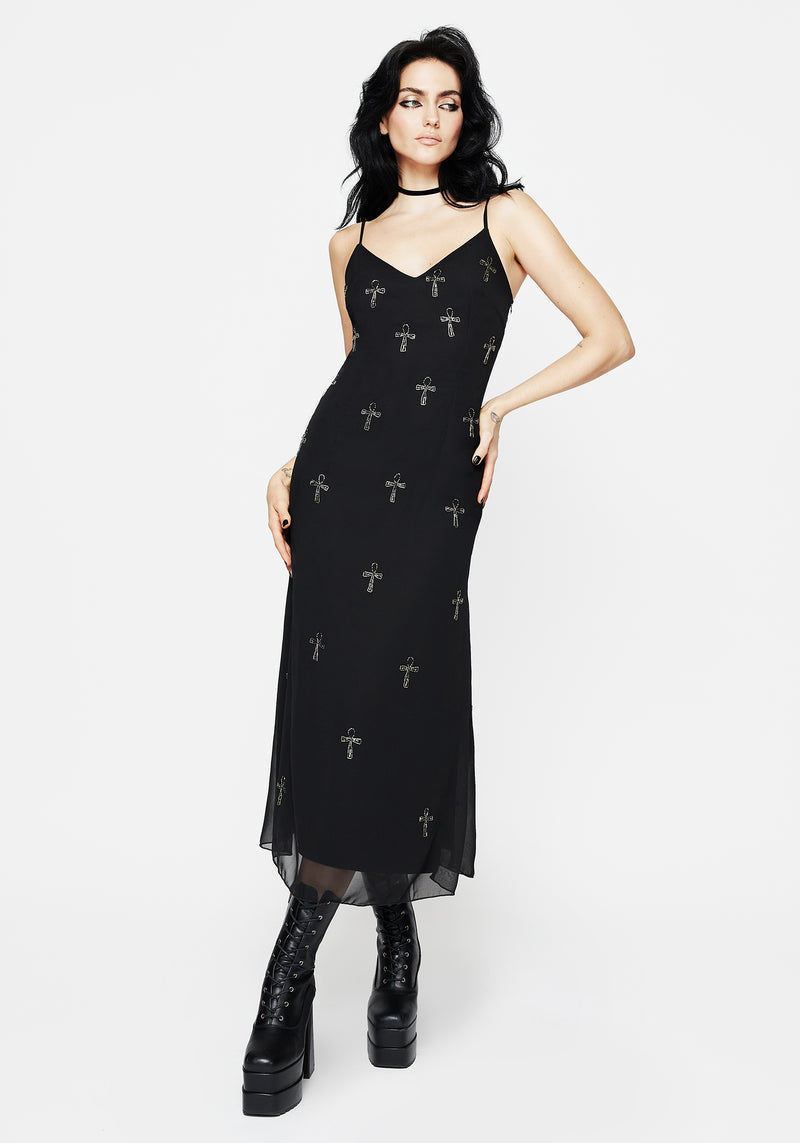 Ankh Beaded Chiffon Midaxi Cami Dress