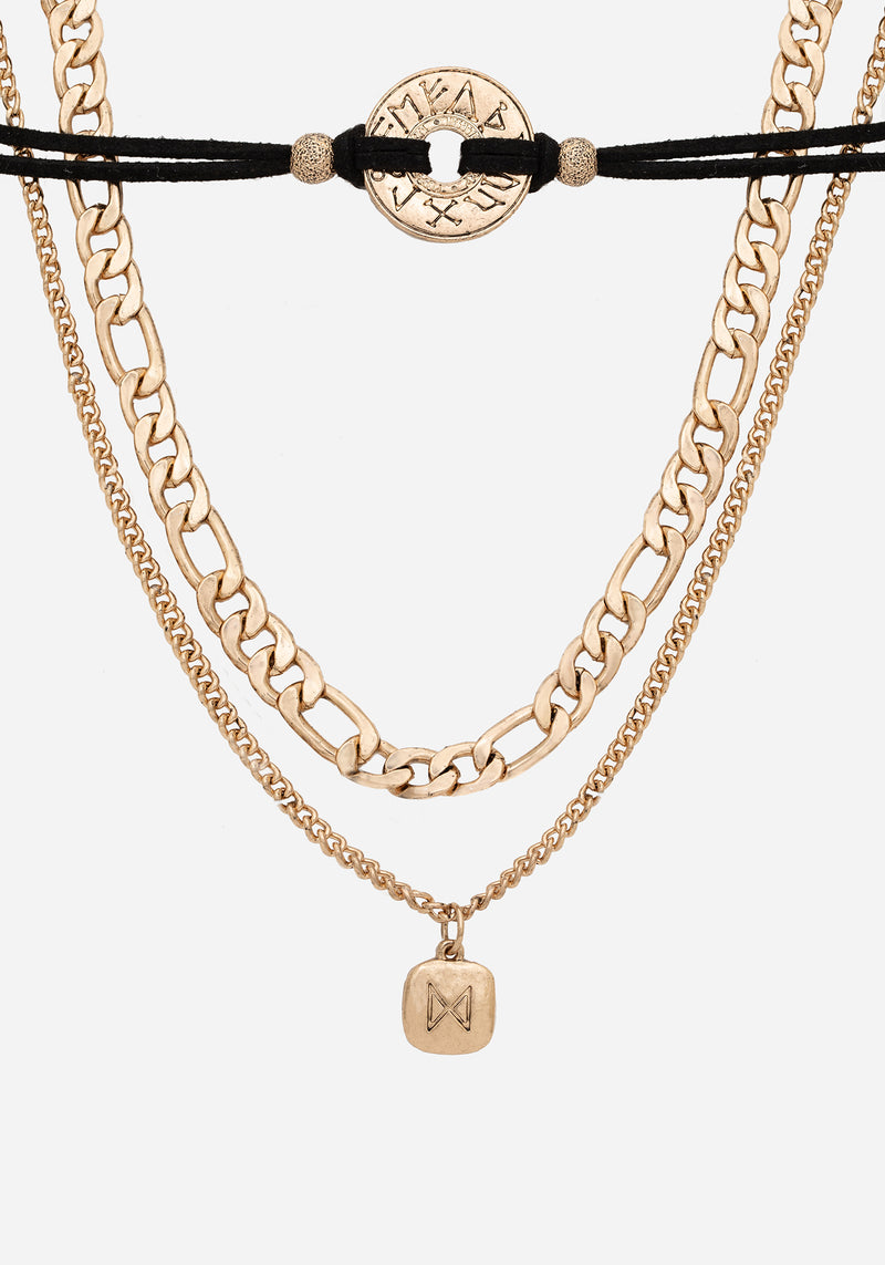 Runes Layered Necklace - Gold