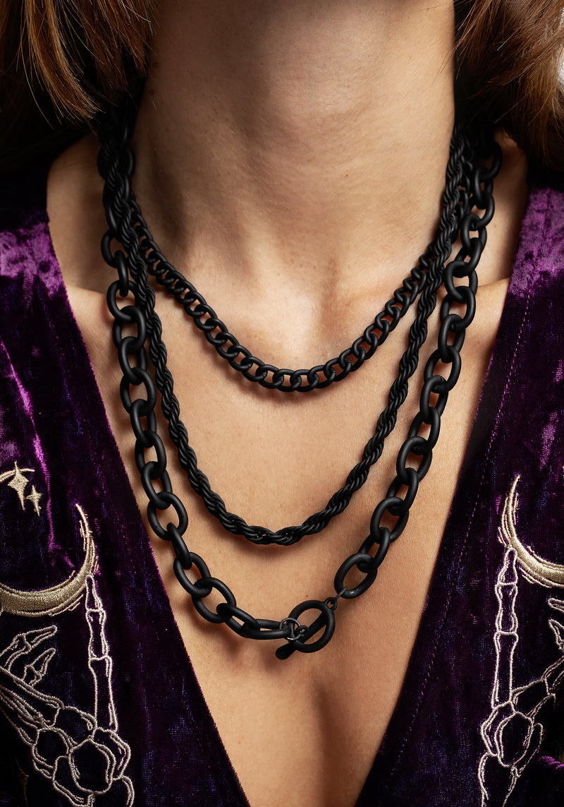 Jet Chunky Chain Layered Necklace