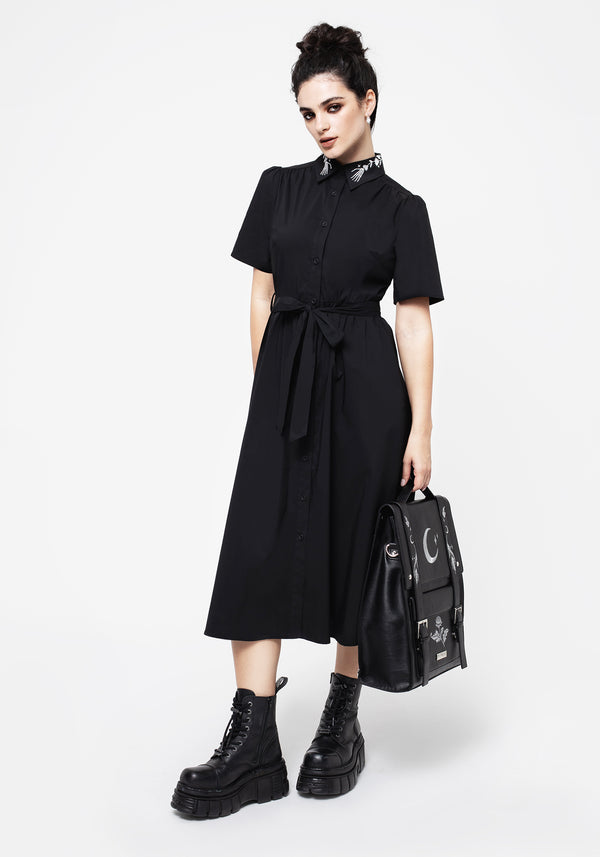 Tempora Embroidered Midi Shirt Dress