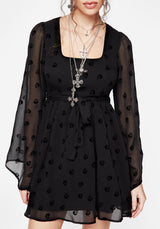 Bones Flocked Chiffon Mini Dress