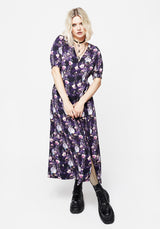 Socordia Floral Moon Ruched Waist Midaxi Dress