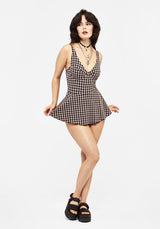 Terra Gingham Peplum Skirted Swimsuit - Pink