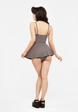 Terra Gingham Peplum Skirted Swimsuit - Pink