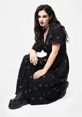 Osmunda Fern Embroidered Midi Shirt Dress