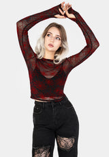 Venom Beflockt Mesh Top - Rot