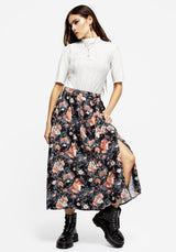 Reynard Fox Floral Print Midi Skirt