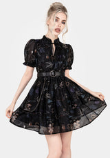 Maudeline Victoriana Druck Gelagert Organza Mini Kleid