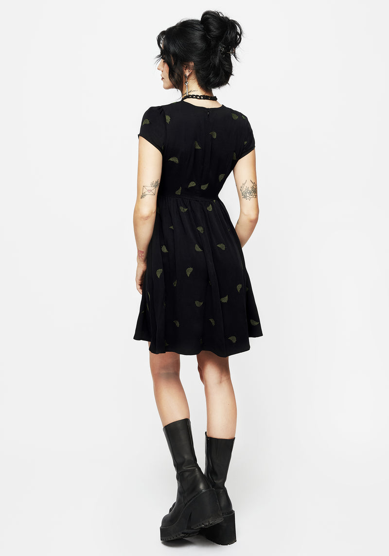 Osmunda Fern Embroidered Mini Skater Dress