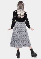 Rosethorn Beflockt Velours Chiffon Rüsche Midi Rock -