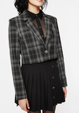 Checkmate Check Crop Blazer - Black