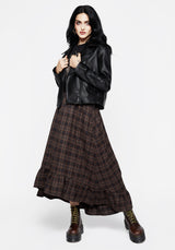 Embla Check Ruffle Maxi Skirt