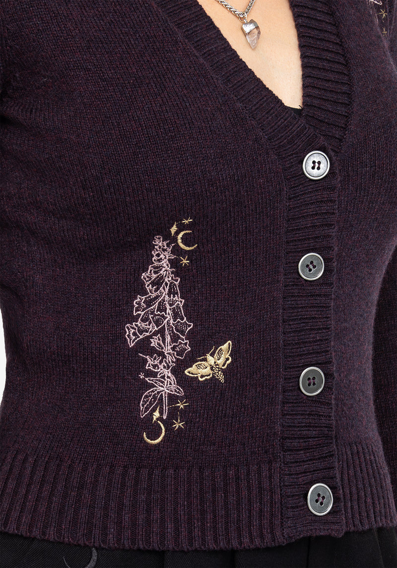 Foxglove Bestickt Gestrickt Cardigan