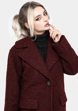 Gorgon Bouclé Oversized Coat - Red