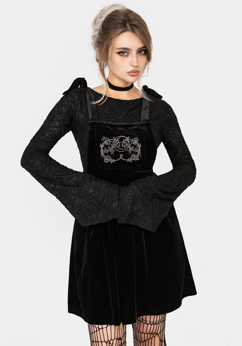 Vampyrum Bat Embroidered Mini Pinafore Dress