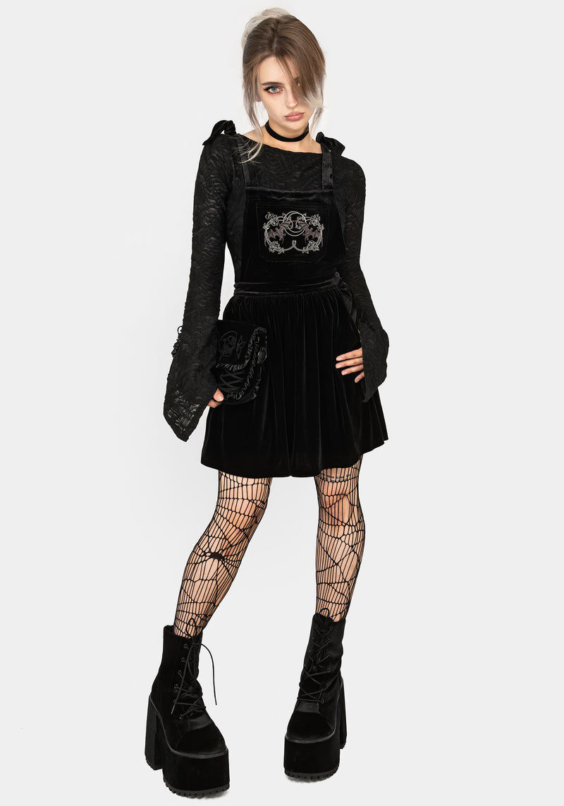 Vampyrum Bat Embroidered Mini Pinafore Dress