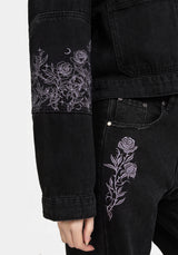 Deadhead Rose Embroidered Denim Carpenter Jacket