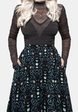 Pythia Print Button Up Midi Skirt