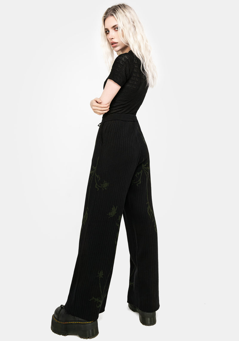 Diastella Floral Jacquard Rib Knit Trousers