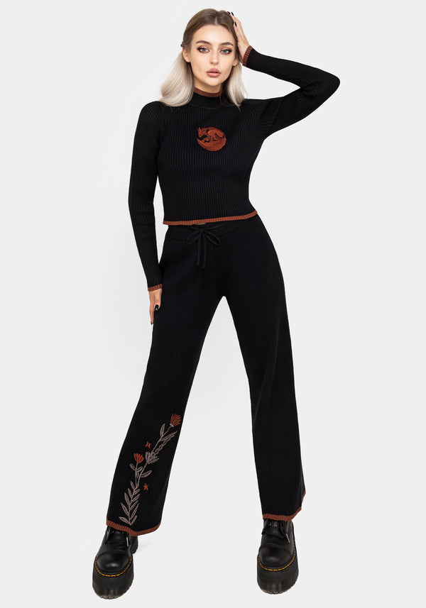 Foxfire Embroidered Knit Joggers