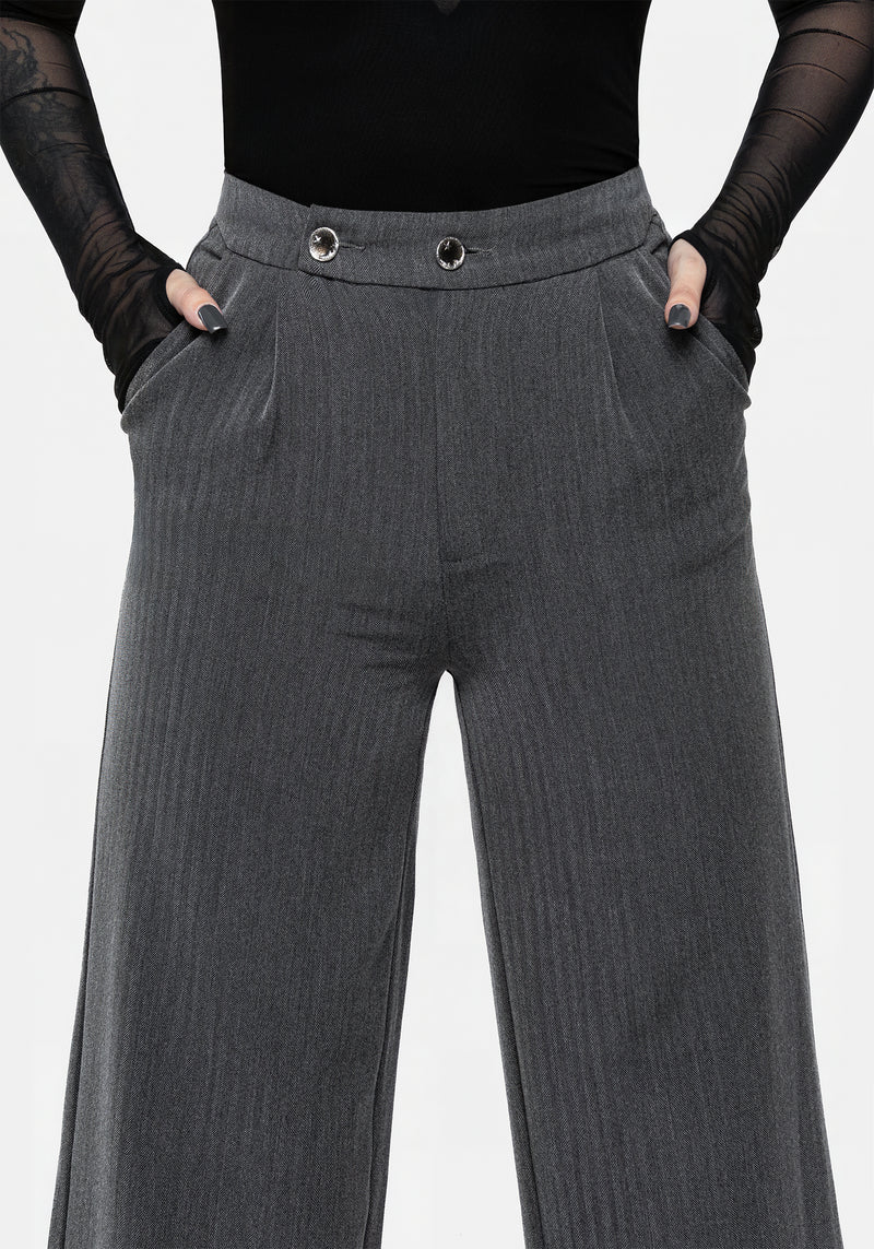 Moonage Herringbone Tailored Trousers - Grey