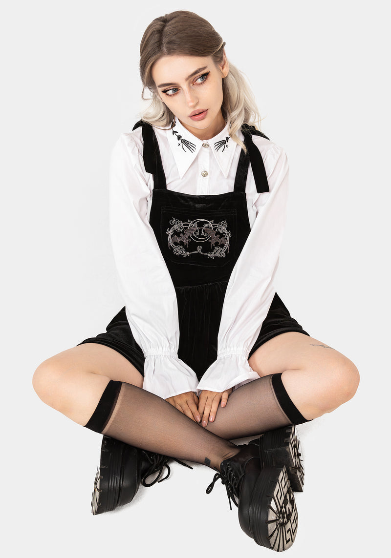 Vampyrum Bat Embroidered Mini Pinafore Dress