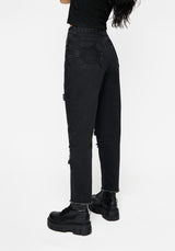 Cobweb Abgenutzt Denim Jeans