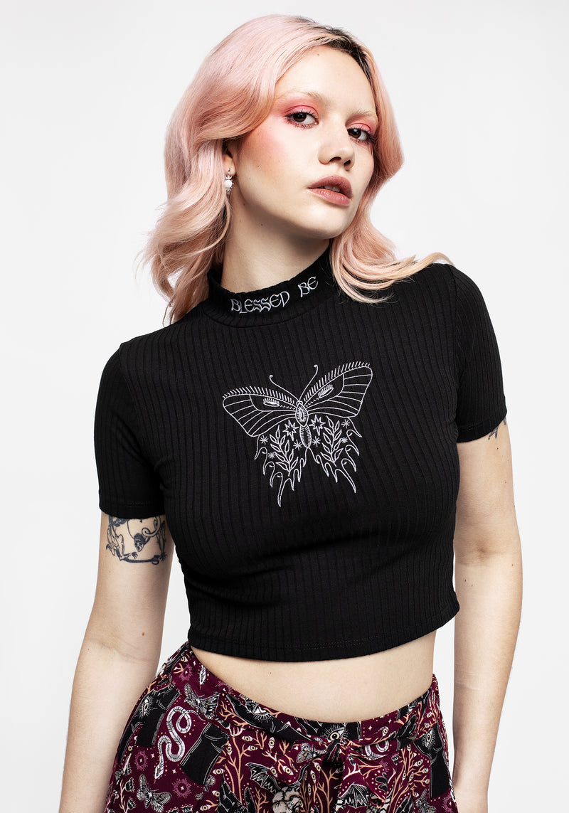 Dolore Rib Embroidered Crop Top