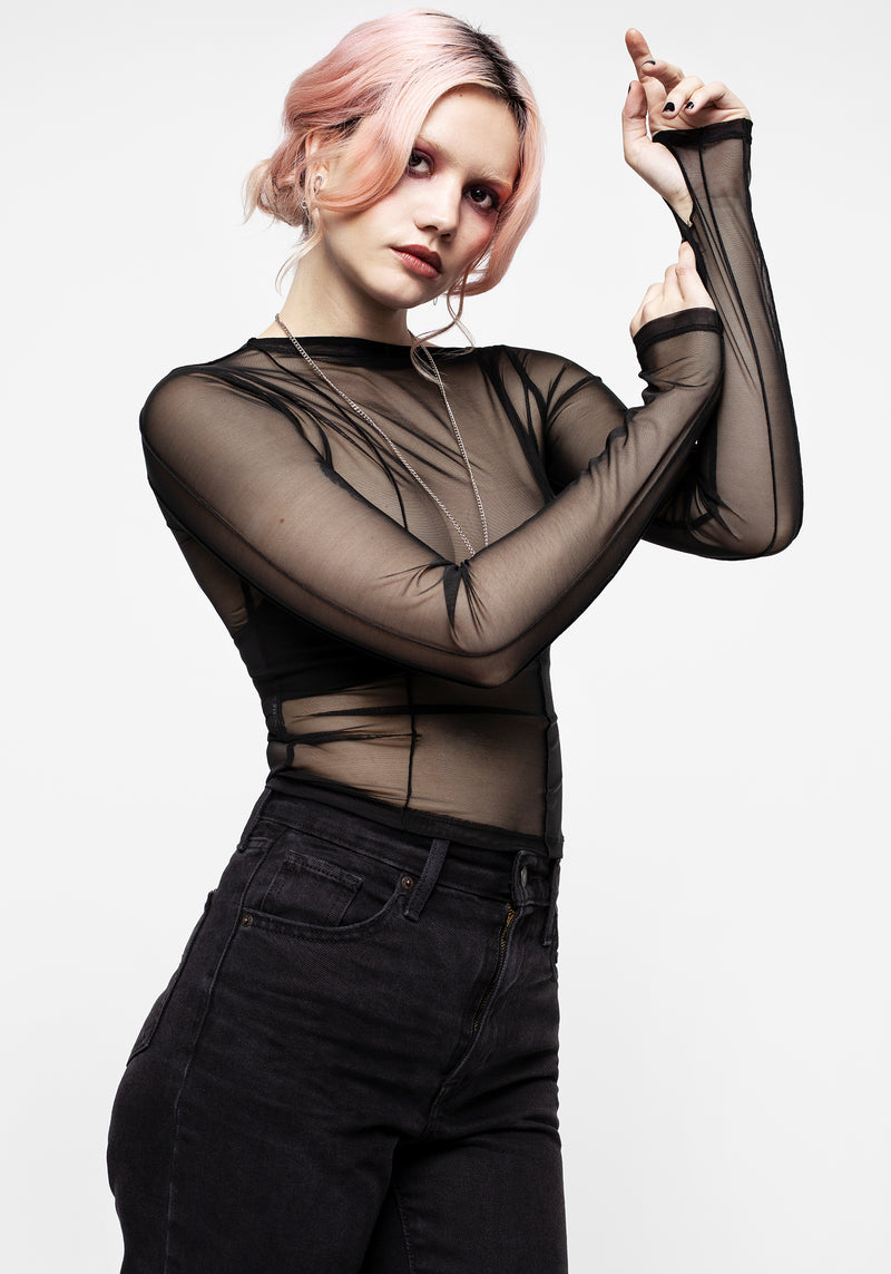 Dissident Asymmetrisch Seam Mesh Top