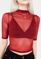 Jinx Mesh Short Sleeve Top - Red