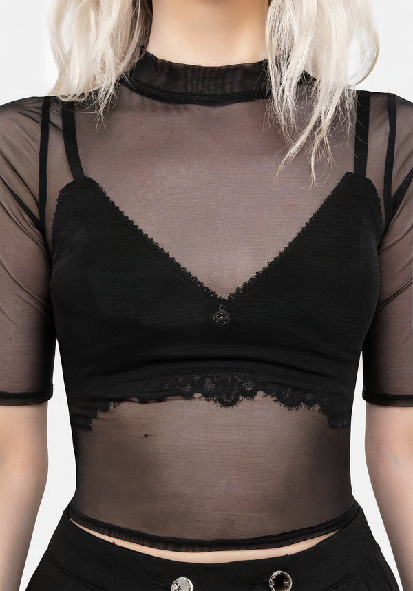 Jinx Mesh Kurz Ärmel Top