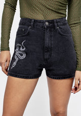 Eden Embroidered Denim Mom Short