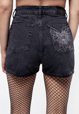 Widow Bestickt Denim Mom Kurz