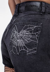 Widow Bestickt Denim Mom Kurz