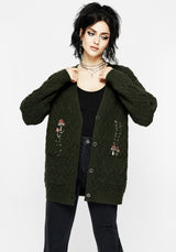 Seelie Embroidered Cable Knit Cardigan