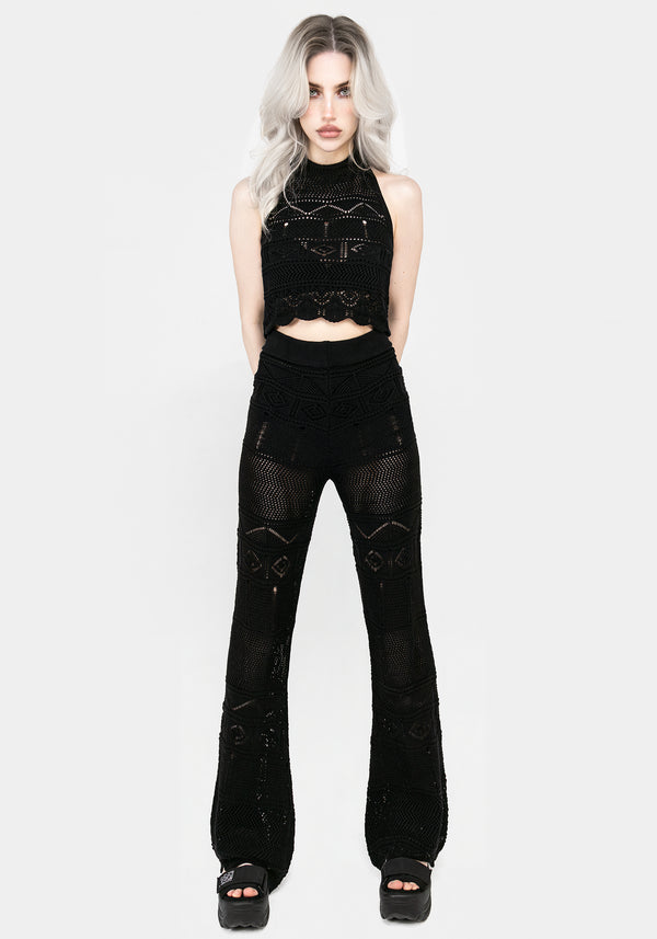 Hooked Pointelle Flare Trousers