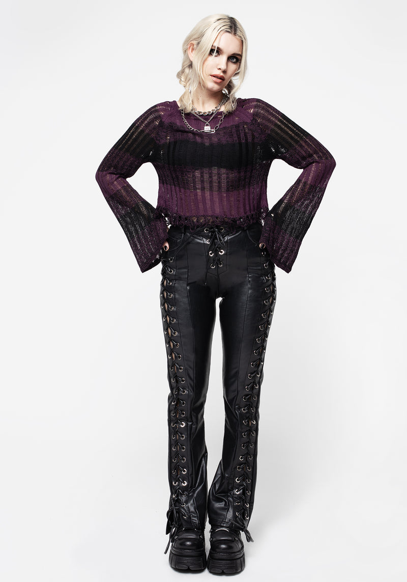 Mortis Laced Straight Leg PU Trousers