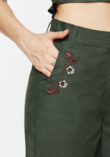 Whisper Embroidered Linen-Blend Tapered Trousers