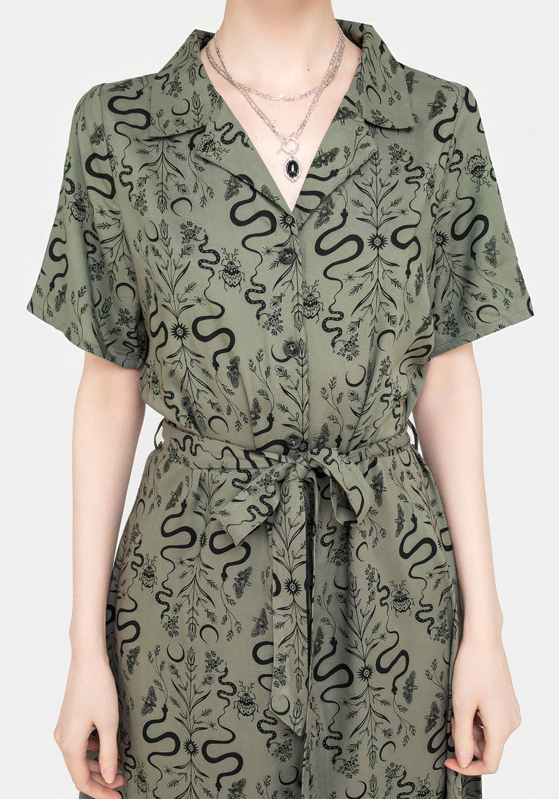 Dominion Snake Print Midi Shirt Dress