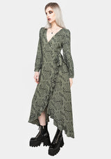 Dominion Snake Print Midi Wrap Dress