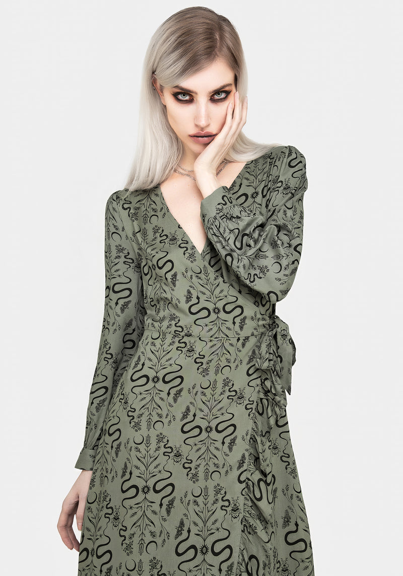 Dominion Snake Print Midi Wrap Dress