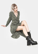 Dominion Snake Print Midi Wrap Dress