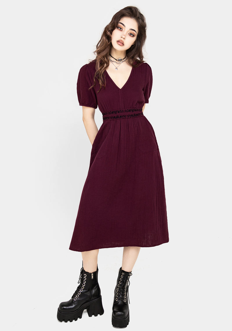 Poultice Embroidered Cotton Midi Dress