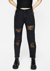 Cobweb Abgenutzt Denim Jeans