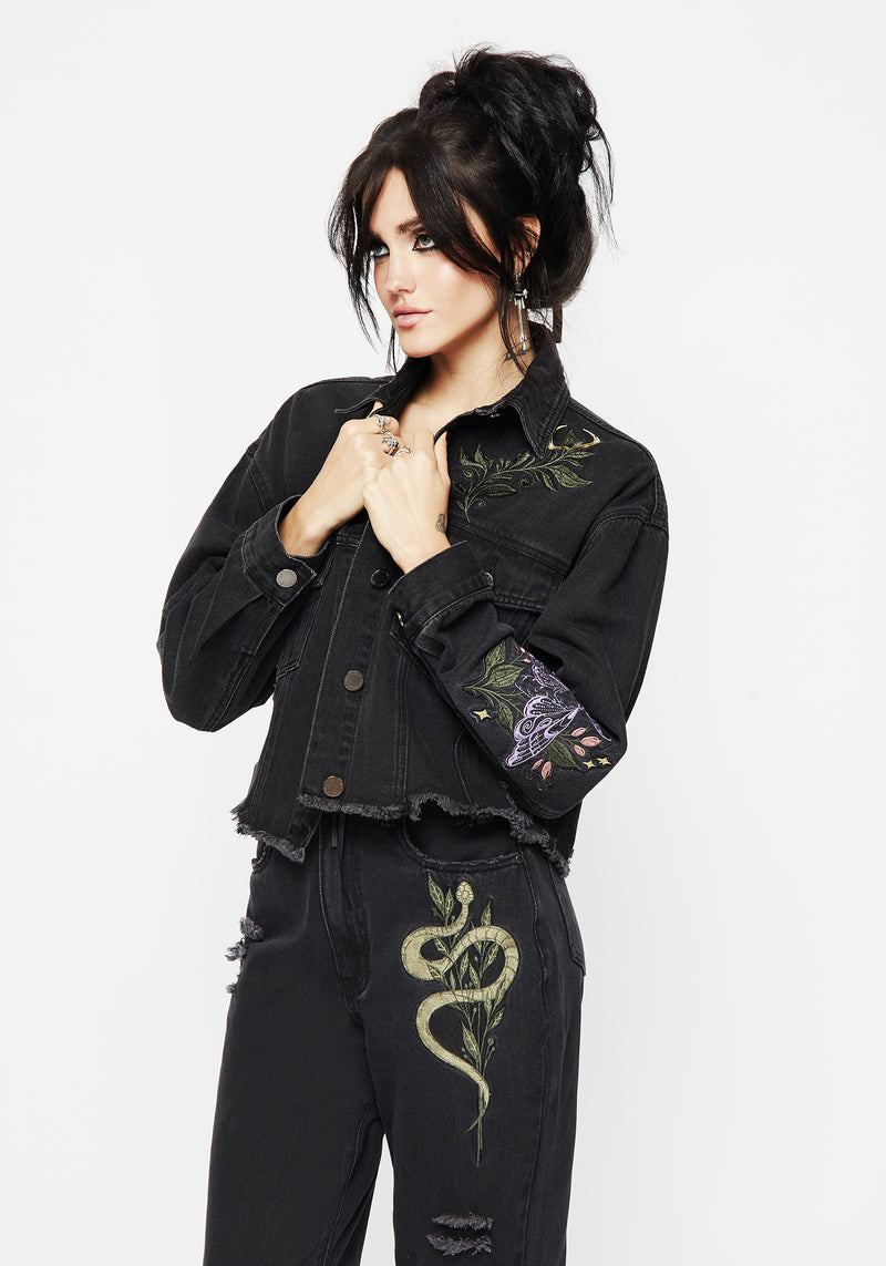 Nirah Embroidered Crop Denim Jacket