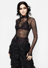 Underworld Bedruckt Mesh Hoch Hals Top