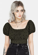 Chanterelle Velour Puff Sleeve Crop Top