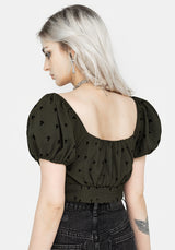 Chanterelle Velour Puff Sleeve Crop Top