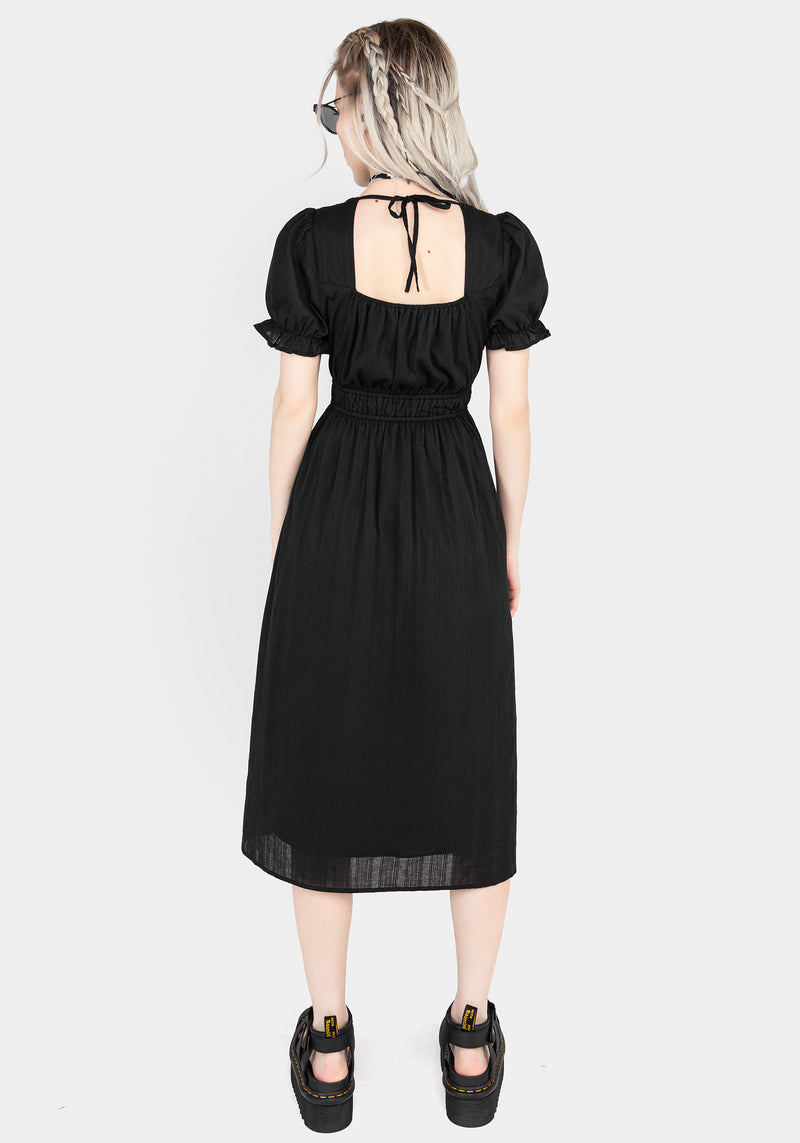 Obsidian Cotton Smock Midi Dress